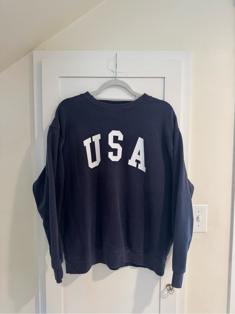 wild fable for Target Navy Crewneck Sweatshirt with White USA Lettering - Picture 2 of 4
